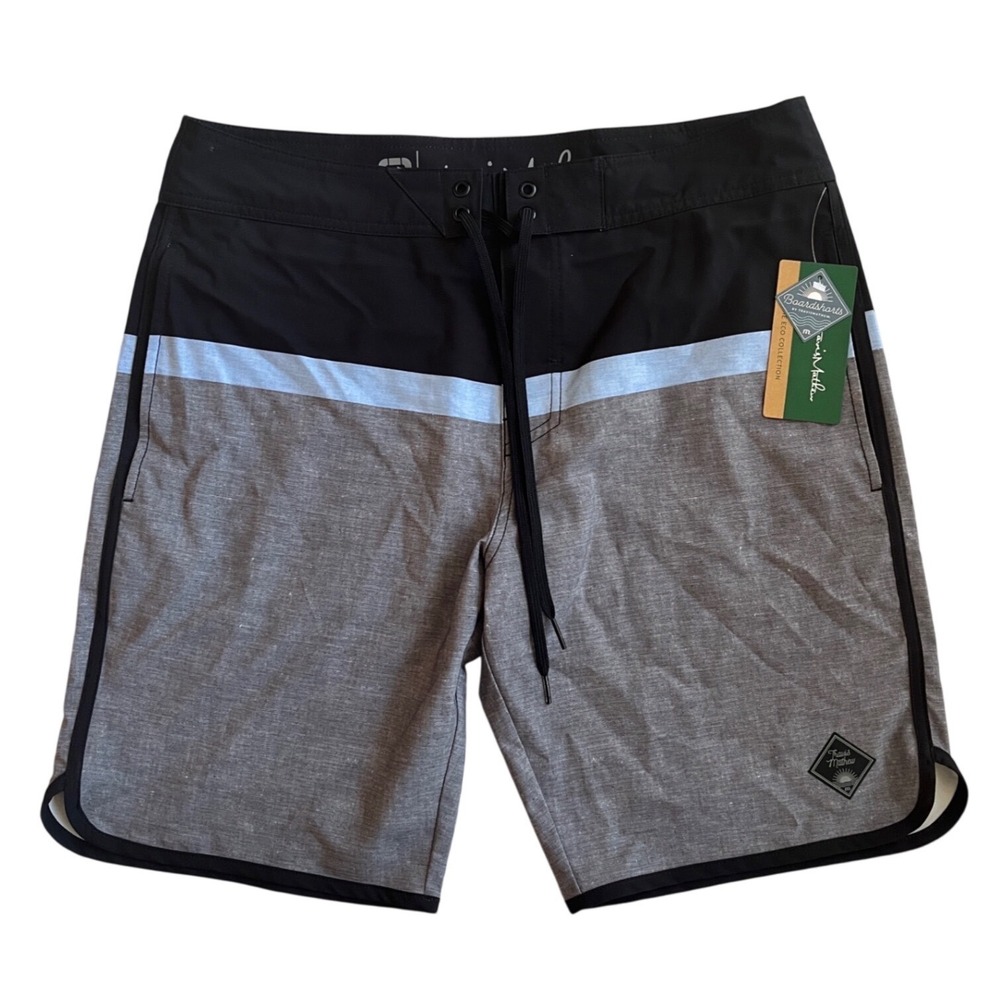 TravisMathew Mens Eco Collection Boardshorts Black Grey Blue Colorblock NWT 33